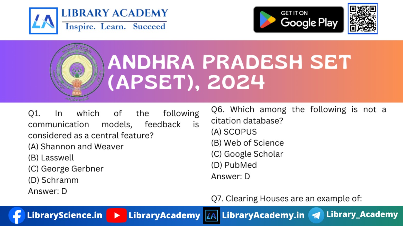 Andhra Pradesh Set (apset) Library And Information Science