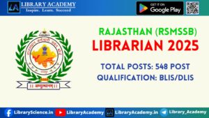 Library Class For Rajasthan Rajasthan (RSMSSB) Librarian Grade III Vacancy for 548 Post